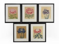 Lot 323 - Five hand coloured prints of flowers