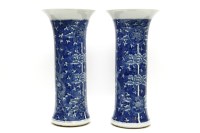 Lot 245 - A pair of large blue and white Chinese sleeve vases