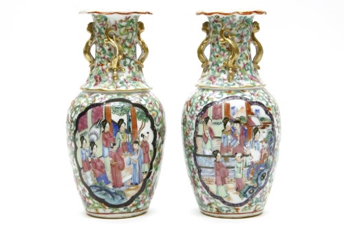 Lot 274 - A pair of 19th century Chinese Canton famille rose vases