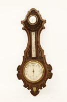 Lot 414 - A Victorian carved oak aneroid barometer