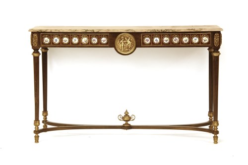 Lot 405 - A Louis XV style kingwood and stained beech console table