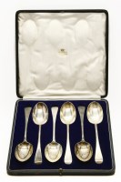 Lot 128 - A cased set of six silver serving spoons
