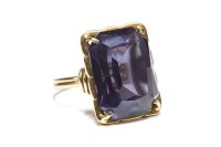 Lot 2 - A continental octagonal cut synthetic colour change sapphire ring