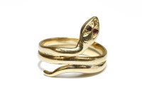 Lot 6 - A gold snake ring