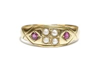 Lot 21 - A Victorian split pearl and ruby ring
