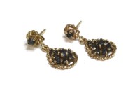 Lot 9 - A pair of 9ct gold two tier sapphire drop earrings 
2.65g
