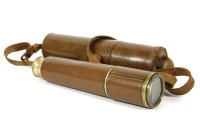 Lot 174 - A three draw leather mounted telescope