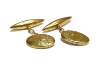 Lot 13 - A pair of 18ct gold oval and torpedo chain link cufflinks