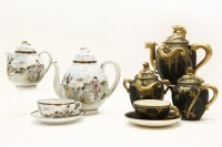 Lot 190 - An early 20th century Japanese black and gilt decorated tea service