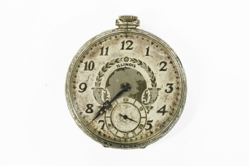 Lot 1 - A rolled white gold Illinois masonic pocket watch