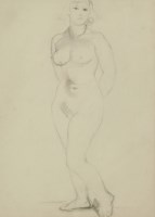 Lot 409 - Christopher Wood (1901-1930)
STANDING NUDE
Pencil
30 x 21.5cm

Provenance: The artist's sister;
                     acquired from her by the present owner.