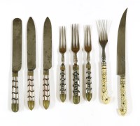 Lot 184 - Three pairs of knives and forks