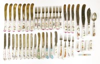 Lot 180 - A composite set of porcelain-handled fruit knives