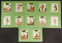 Lot 295 - A set of twelve Bengal paintings on mica