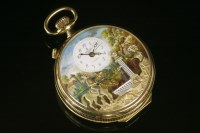 Lot 627 - A gold-plated Charles Reuge a Sainte-Croix music automata alarm pocket watch