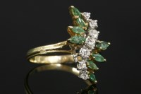 Lot 749 - An 18ct gold diamond and emerald spray cocktail ring