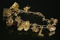 Lot 777 - A 9ct gold fetter link charm bracelet
