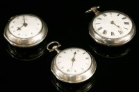 Lot 601 - Three Georgian silver pair case open face pocket watches