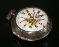 Lot 485 - A Georgian silver pair case pocket watch