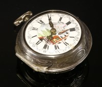 Lot 481 - A Georgian silver pair case pocket watch