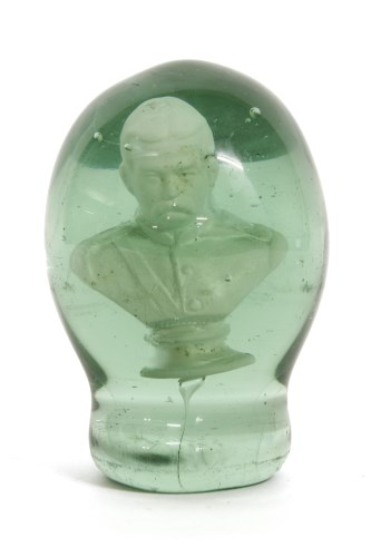 Lot 180 - A Victorian green glass dump weight