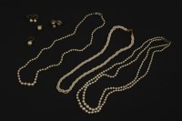 Lot 54 - A single row graduated cultured pearl necklace with marcasite clasp