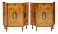 Lot 928 - A pair of George III satinwood and crossbanded pier cabinets