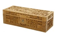 Lot 170 - A Chinese carved sandlewood letz box