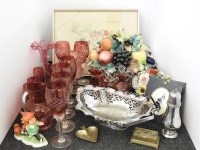 Lot 246 - A quantity of cranberry glassware to include six wine glasses