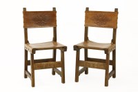 Lot 424 - A pair of Spanish walnut hall chairs