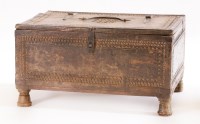 Lot 459 - A chip-carved and metal-banded ecumenical box
