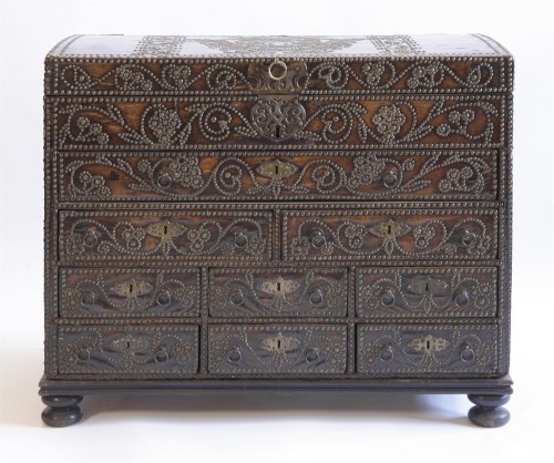 Lot 419 - A George I studded leather muniment or travelling chest