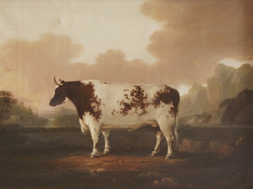 Lot 465 - …Jefferson (mid-19th century)
A PRIZE BULL IN A LANDSCAPE
Signed l.r.