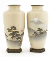 Lot 1389 - A pair of Japanese cloisonné vases