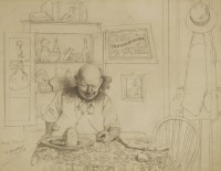 Lot 406 - Charles Spencelayh (1865-1958)      
STUDY FOR 'RATIONED'                                                                         
Signed