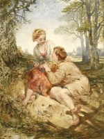 Lot 446 - Alfred Joseph Woolmer (1805-1892)
THE YOUNG LOVERS
Signed l.r.