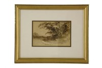 Lot 309 - John Varley (1778-1842)
A WOODED LANDSCAPE
Pen and ink and washes
13 x 19.5cm and
Follower of John Varley 
RAGLAN CASTLE
Watercolour
12.5 x 24.5cm