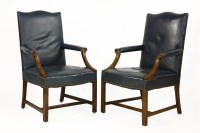 Lot 419 - A pair of 19th century mahogany Gainsborough type open armchairs