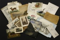 Lot 234A - A box containing original 19th century watercolour and pencil drawing