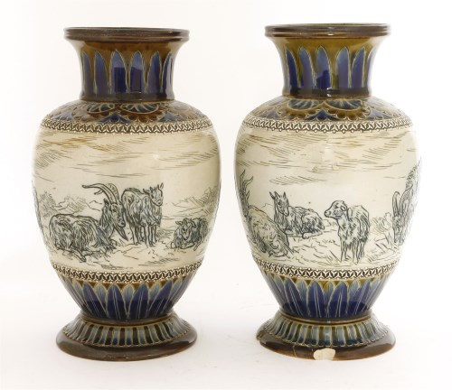 Lot 22 - A pair of Doulton Lambeth vases
