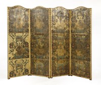Lot 591 - A Victorian leather four-fold screen