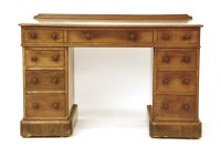 Lot 566 - A Victorian mahogany nine drawer twin pedestal desk