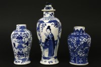 Lot 200 - Three Chinese blue and white vases