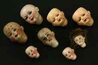 Lot 337 - Six bisque heads