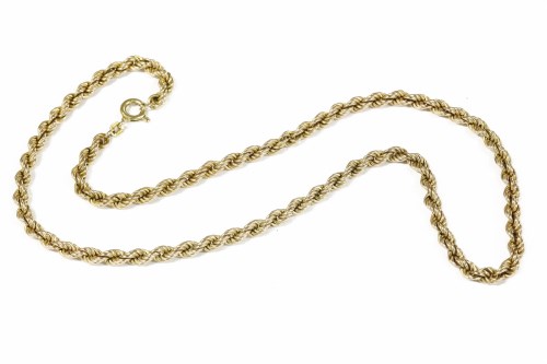 Lot 20 - A 9ct gold rope chain necklace with bolt ring clasp 16.43g