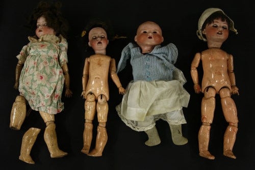 Lot 366 - Four Armand Marseille and Heubach and Koppelsdorf bisque head dolls