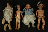 Lot 366 - Four Armand Marseille and Heubach and Koppelsdorf bisque head dolls