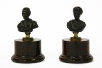 Lot 161 - A pair of 19th century French bronze marble busts of Roman emperors