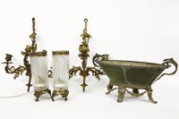 Lot 403 - A pair of gilt metal mounted table lamps
