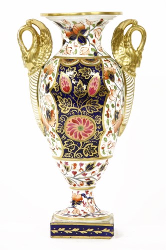 Lot 158 - A Royal Crown Derby porcelain urn decorated in the Imari palette